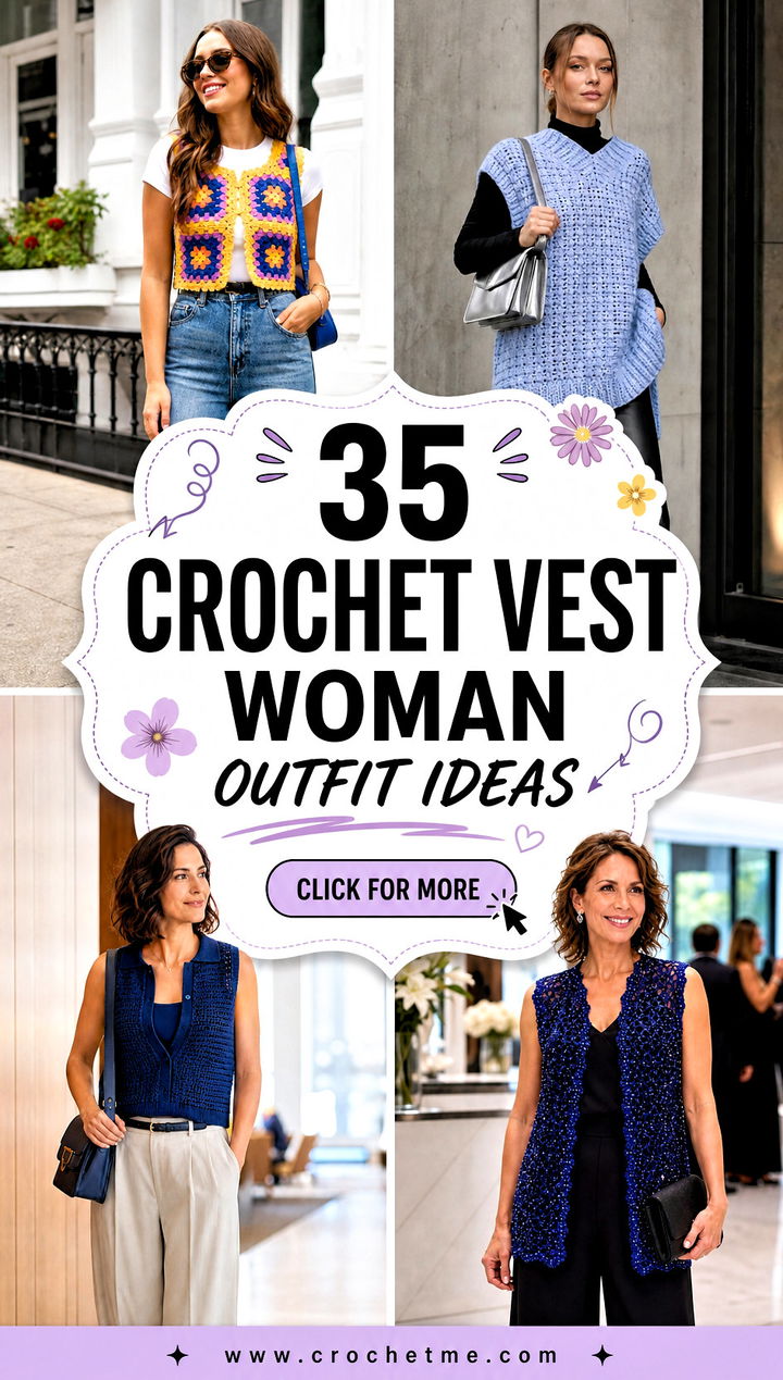 35 crochet vest woman outfit ideas - 35 crochet vest woman outfit ideas