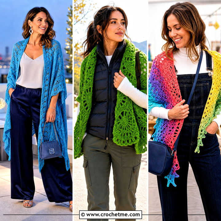 35 Crochet Virus Shawl Outfit Ideas for Elegant Layering