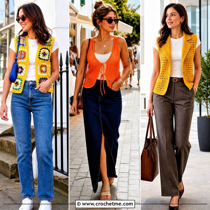 35 Crochet Waistcoat Outfit Ideas for Chic Boho Layering