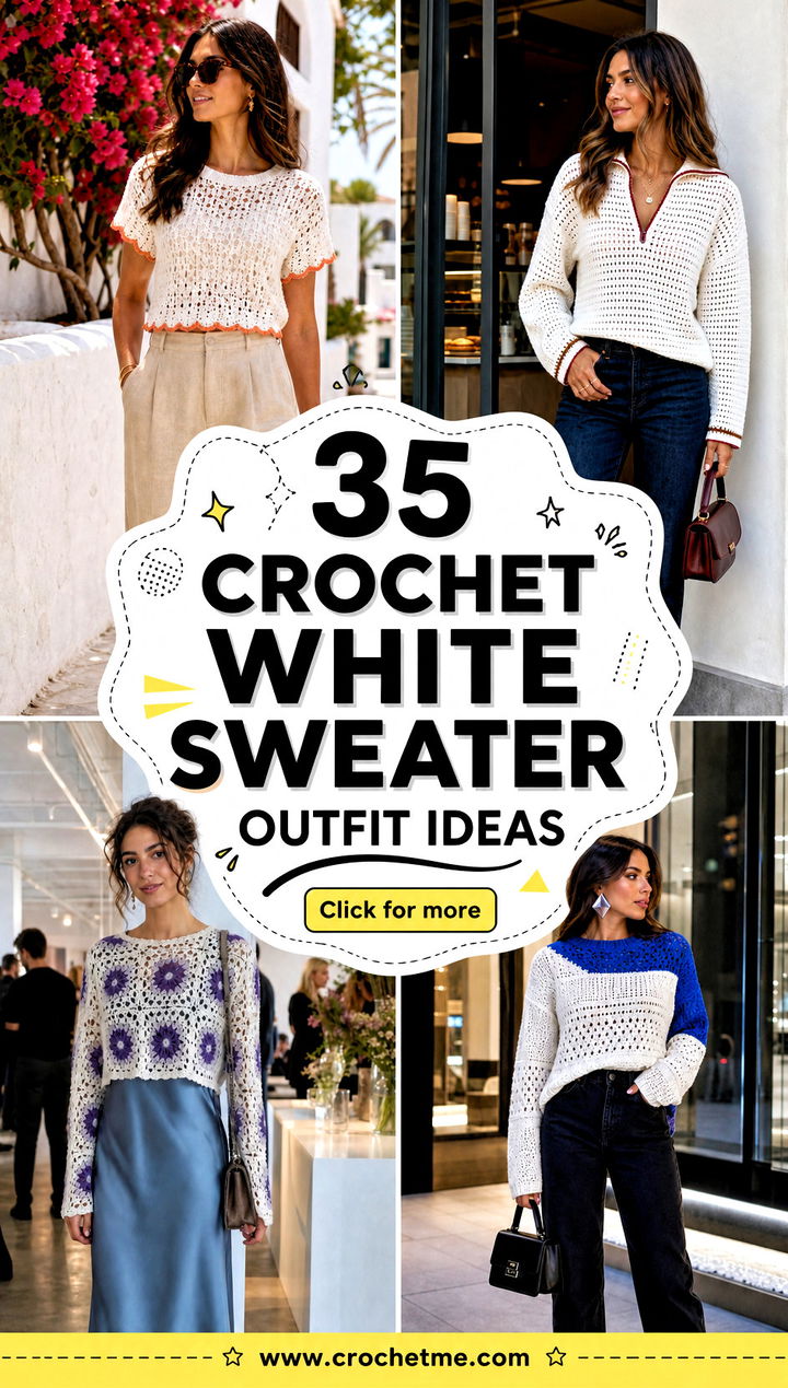 35 crochet white sweater outfit ideas - 35 crochet white sweater outfit ideas