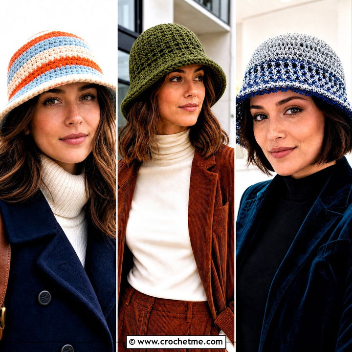 35 Crochet Winter Bucket Hat Outfit Ideas for Cozy Street Style