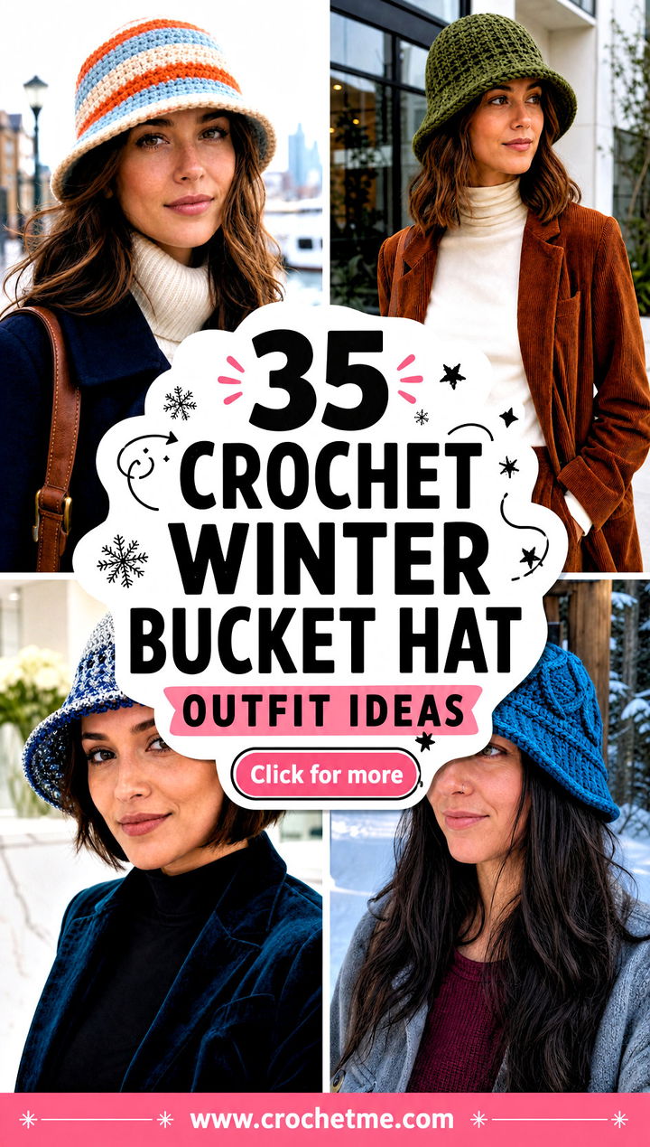 35 crochet winter bucket hat outfit ideas - 35 crochet winter bucket hat outfit ideas