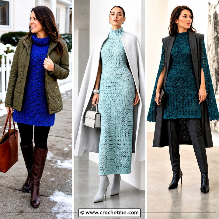35 Crochet Winter Dress Outfit Ideas for Chic Cold-Weather Style