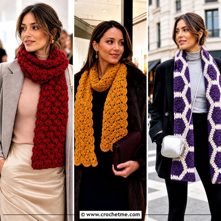 35 Crochet Winter Scarf Outfit Ideas for Warm Layered Looks