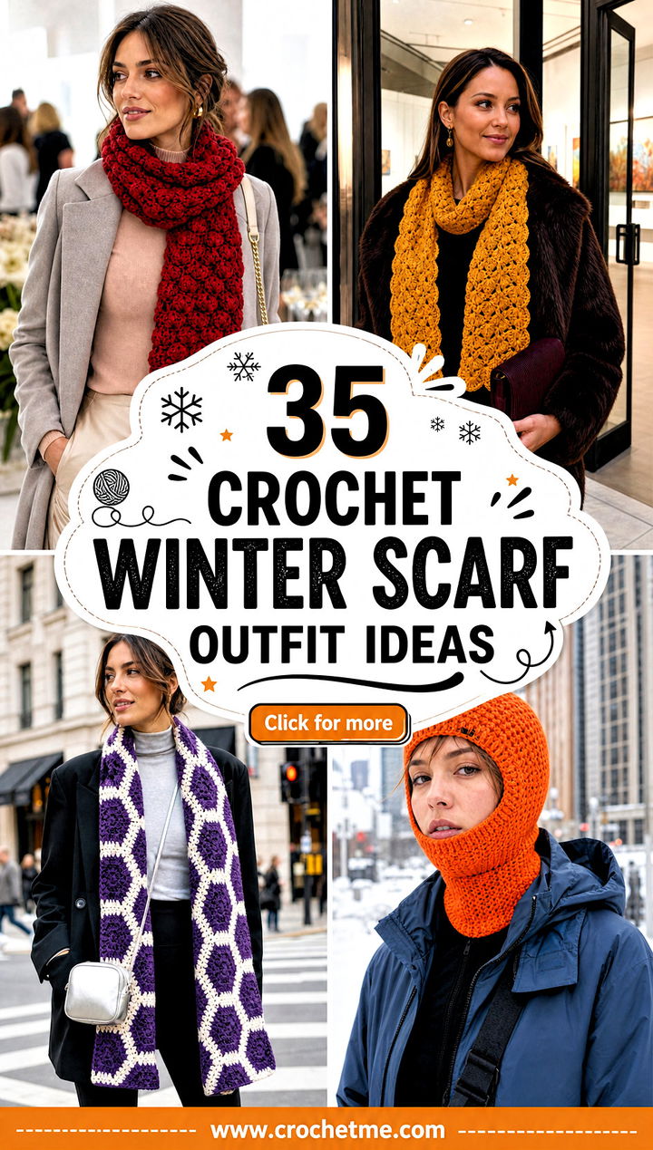 35 crochet winter scarf outfit ideas - 35 crochet winter scarf outfit ideas