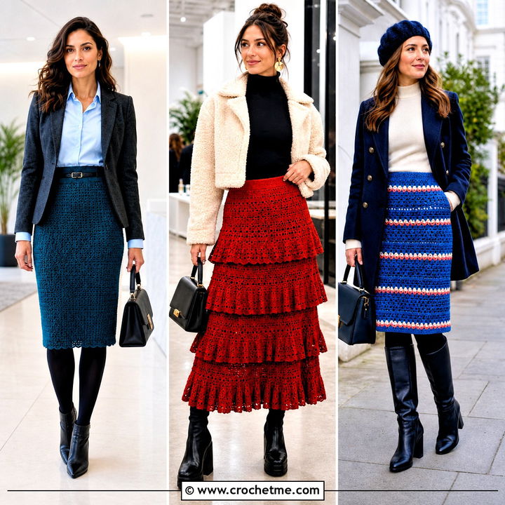 35 Crochet Winter Skirt Outfit Ideas for Chic Cold-Weather Looks