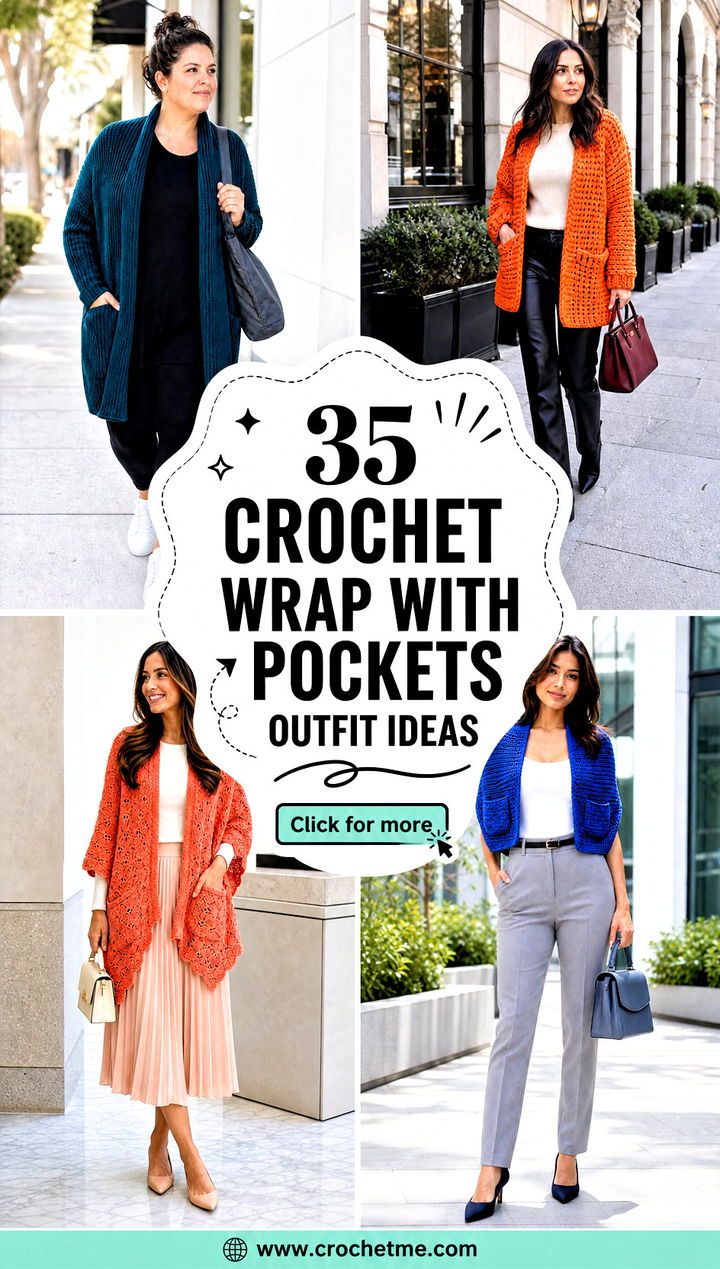 35 crochet wrap with pockets outfit ideas - 35 crochet wrap with pockets outfit ideas