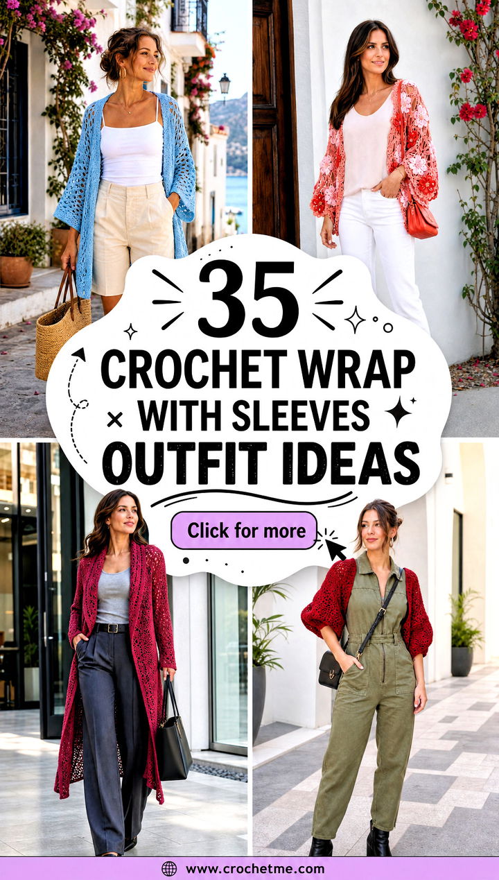 35 crochet wrap with sleeves outfit ideas - 35 crochet wrap with sleeves outfit ideas