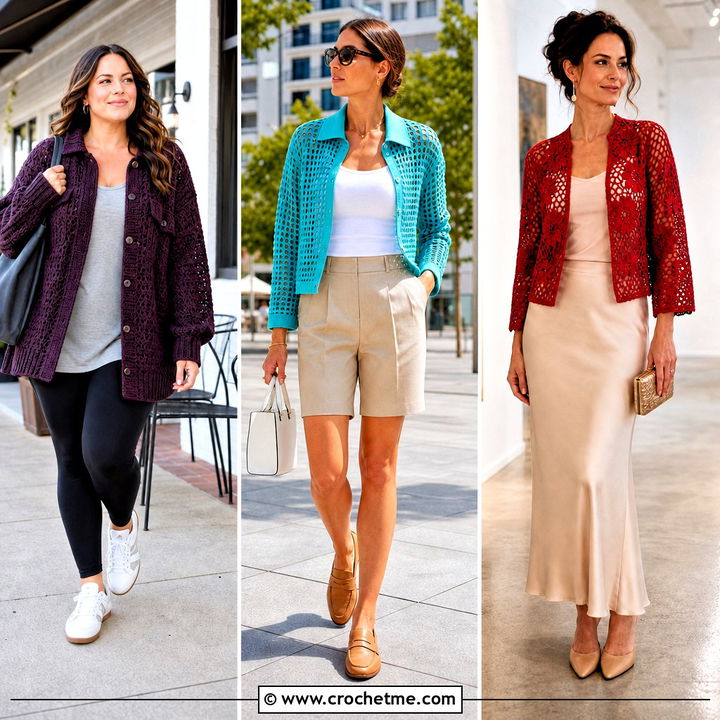 35 Crocheted Jacket Outfit Ideas for Cool-Weather Layering