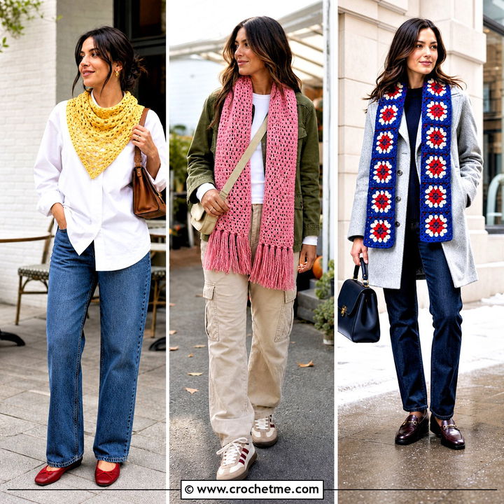 35 Crocheted Scarf Outfit Ideas for Chic Cold-Weather Style