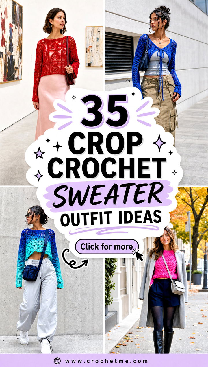 35 crop crochet sweater outfit ideas - 35 crop crochet sweater outfit ideas