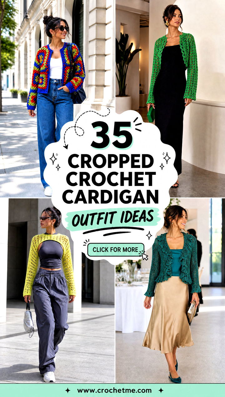 35 cropped crochet cardigan outfit ideas - 35 cropped crochet cardigan outfit ideas