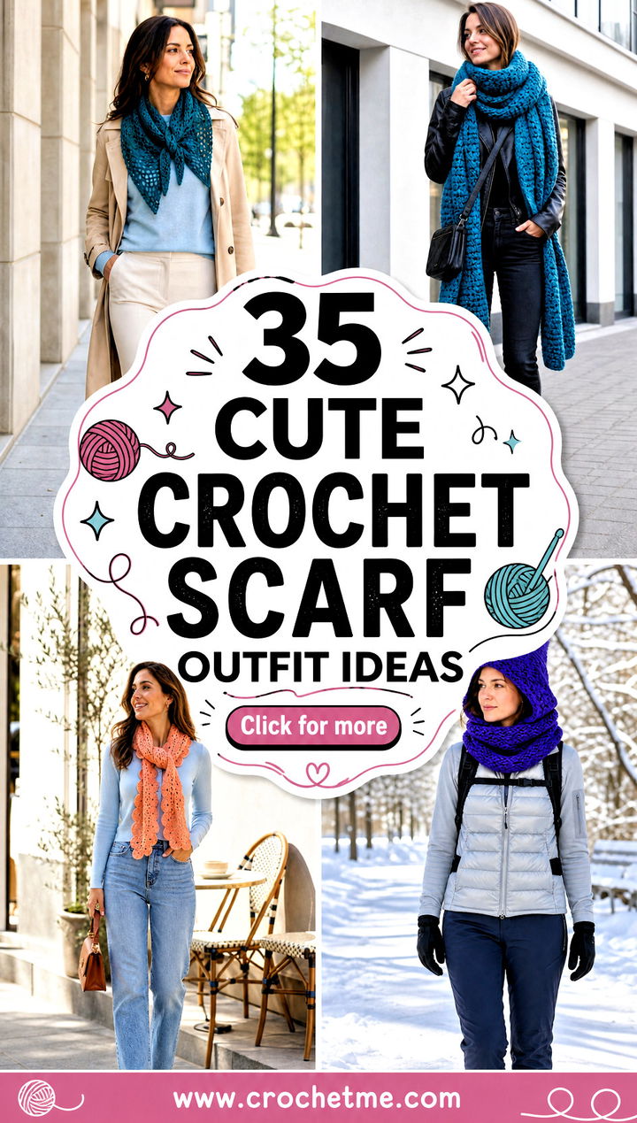 35 cute crochet scarf outfit ideas - 35 cute crochet scarf outfit ideas
