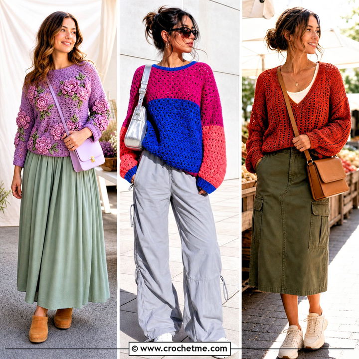 35 Cute Crochet Sweater Outfit Ideas for Chic Cold-Weather Style