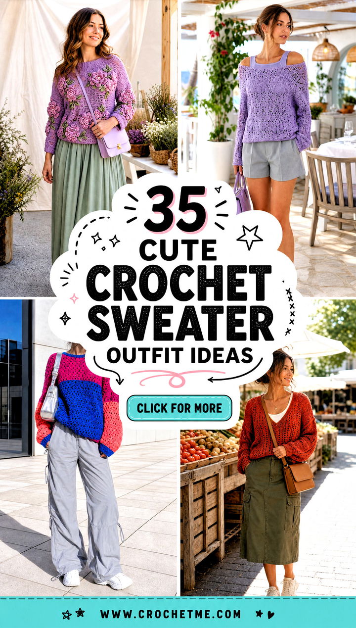 35 cute crochet sweater outfit ideas - 35 cute crochet sweater outfit ideas