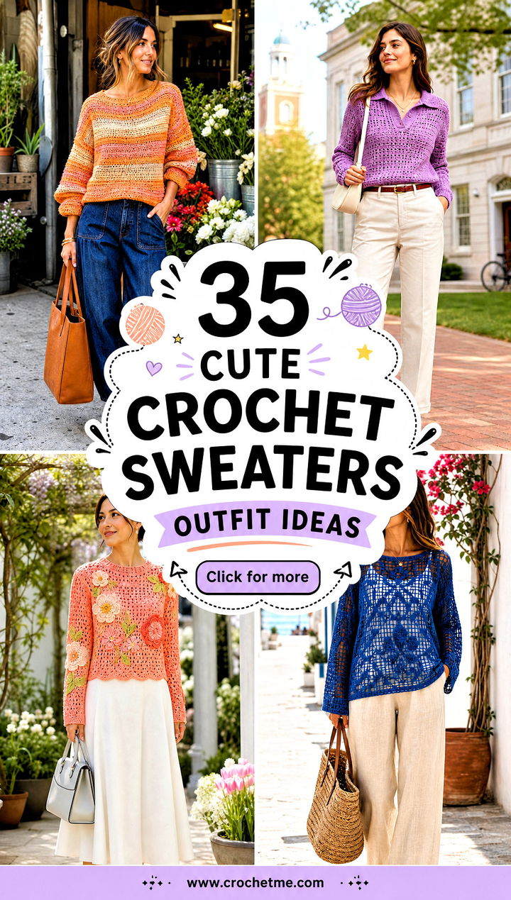 35 cute crochet sweaters outfit ideas - 35 cute crochet sweaters outfit ideas