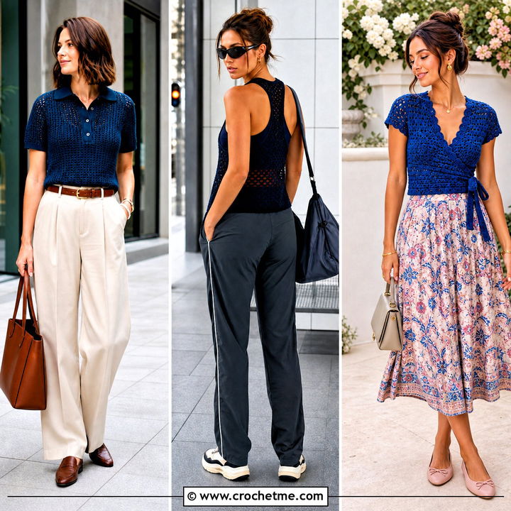 35 Dark Blue Crochet Top Outfit Ideas for Chic Summer Looks