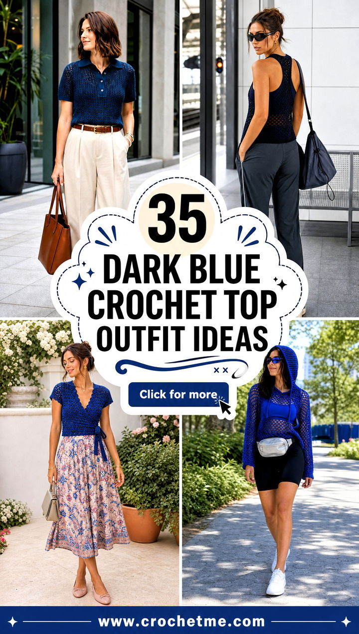 35 dark blue crochet top outfit ideas - 35 dark blue crochet top outfit ideas