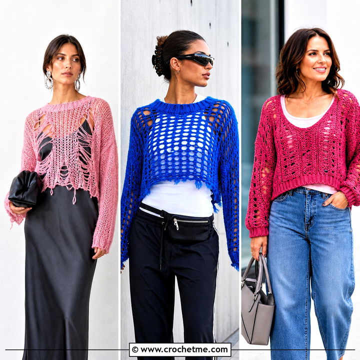 35 Distressed Crochet Sweater Outfit Ideas for Edgy Layering