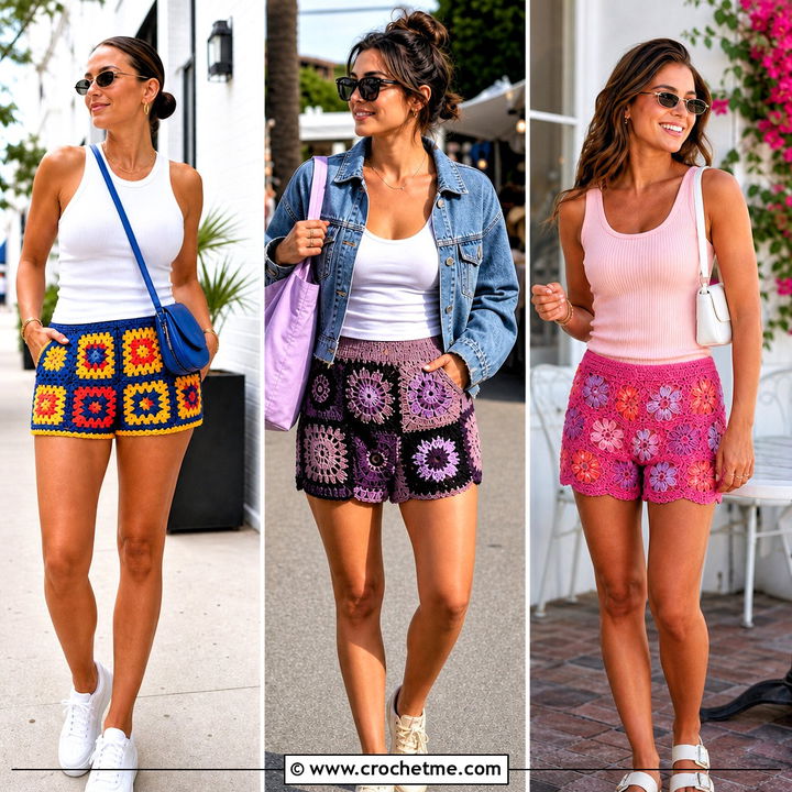 35 DIY Crochet Shorts Outfit Ideas for Breezy Summer Style