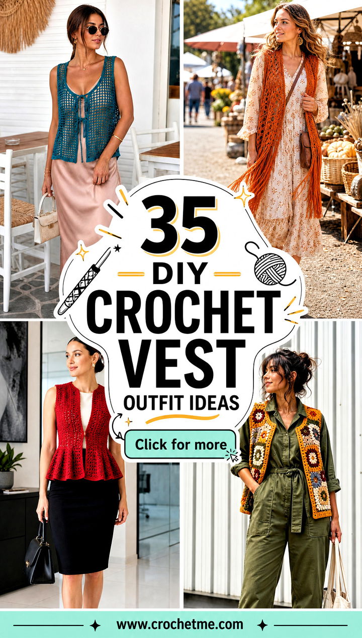 35 diy crochet vest outfit ideas - 35 diy crochet vest outfit ideas