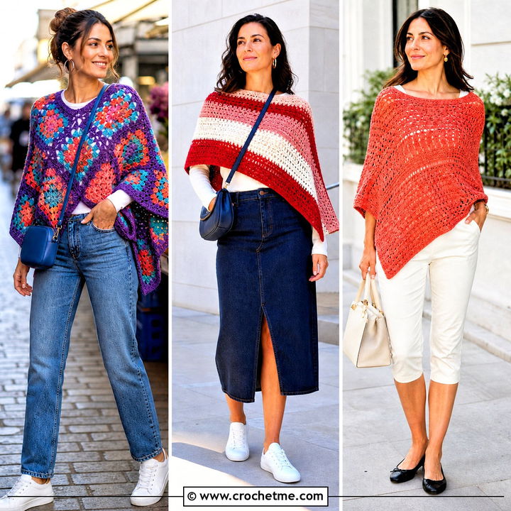 35 Easy Crochet Poncho Outfit Ideas for Effortless Layering