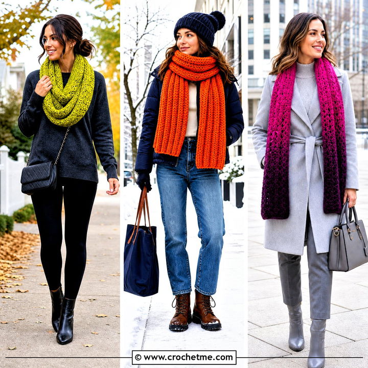 35 Easy Crochet Scarf Outfit Ideas for Cozy Cold-Weather Style
