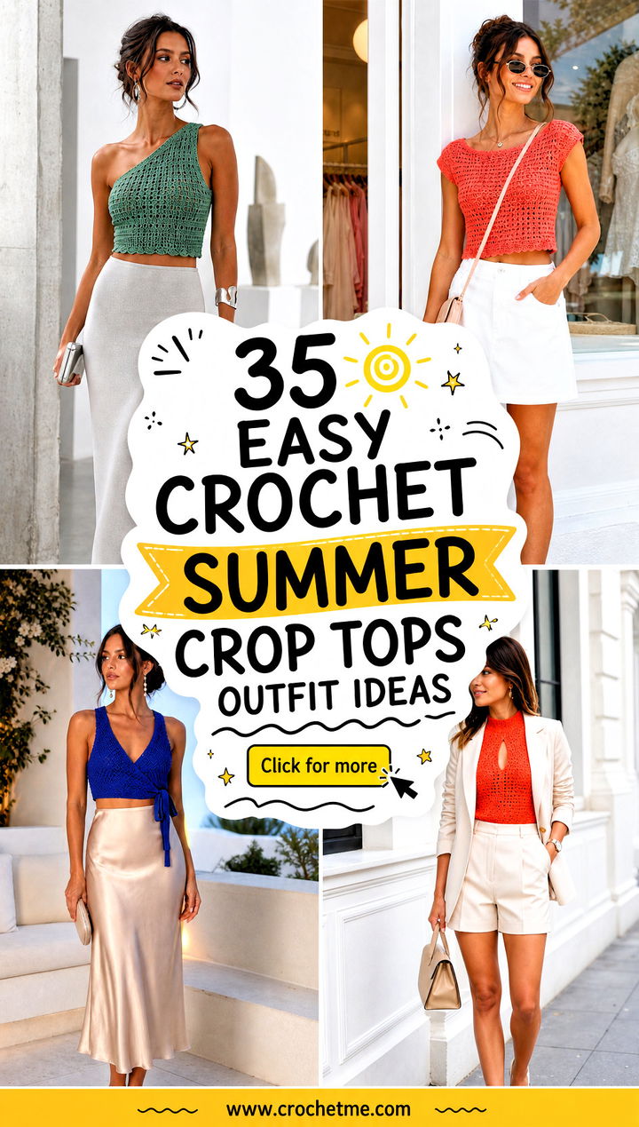 35 easy crochet summer crop tops outfit ideas - 35 easy crochet summer crop tops outfit ideas