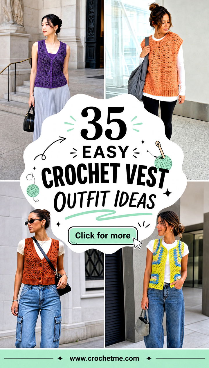 35 easy crochet vest outfit ideas - 35 easy crochet vest outfit ideas