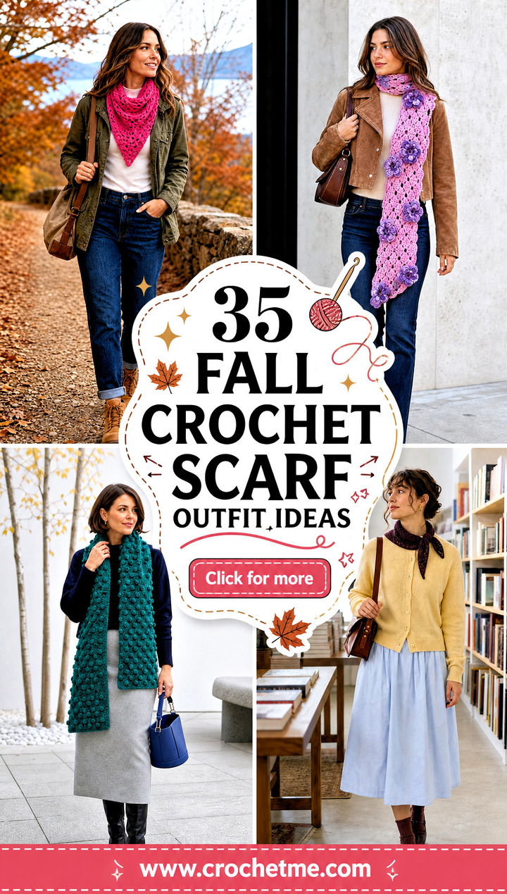 35 fall crochet scarf outfit ideas - 35 fall crochet scarf outfit ideas