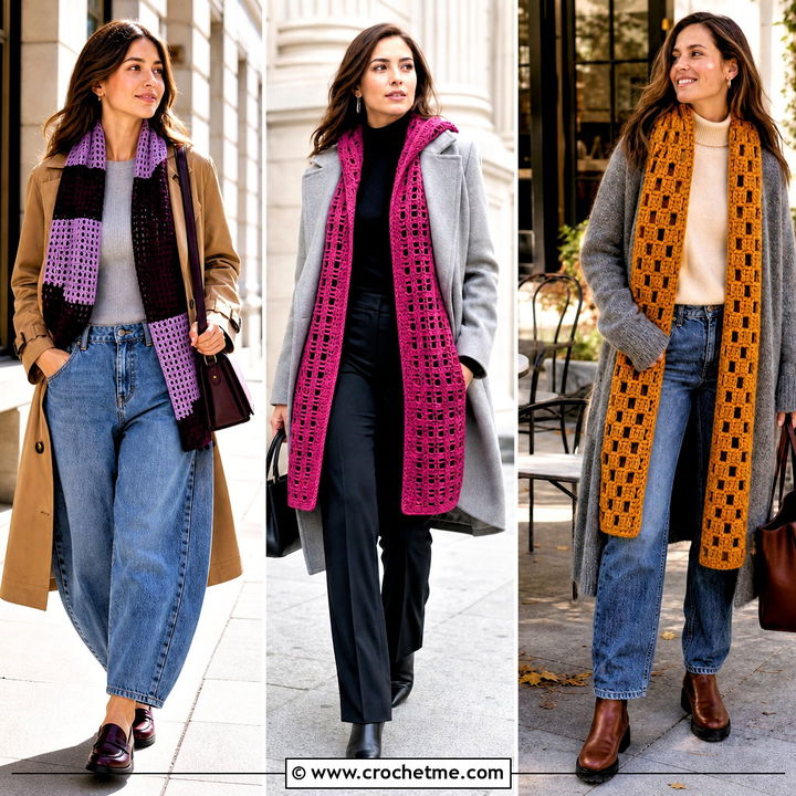 35 Filet Crochet Scarf Outfit Ideas: Delicate Looks for Fall