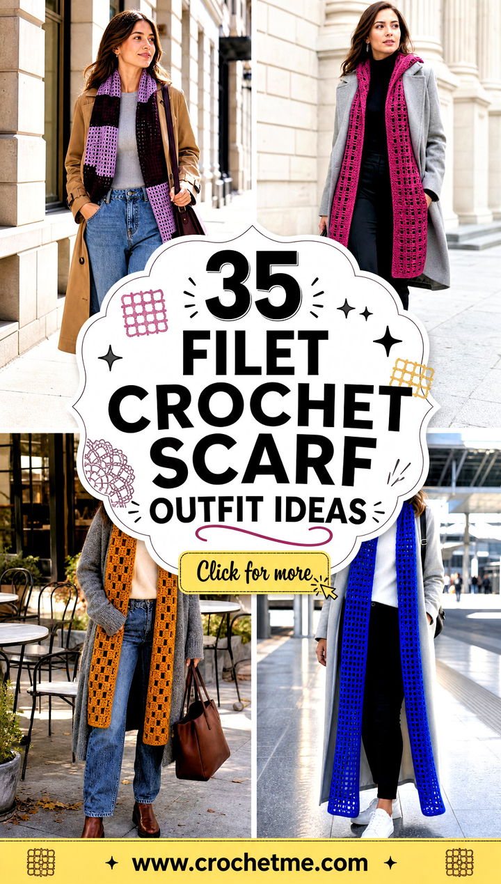 35 filet crochet scarf outfit ideas - 35 filet crochet scarf outfit ideas