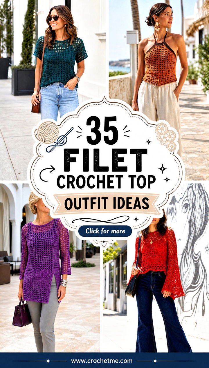 35 filet crochet top outfit ideas - 35 filet crochet top outfit ideas