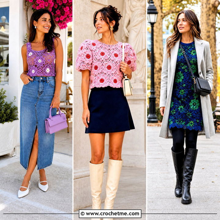35 Floral Crochet Top Outfit Ideas for Romantic Spring Looks