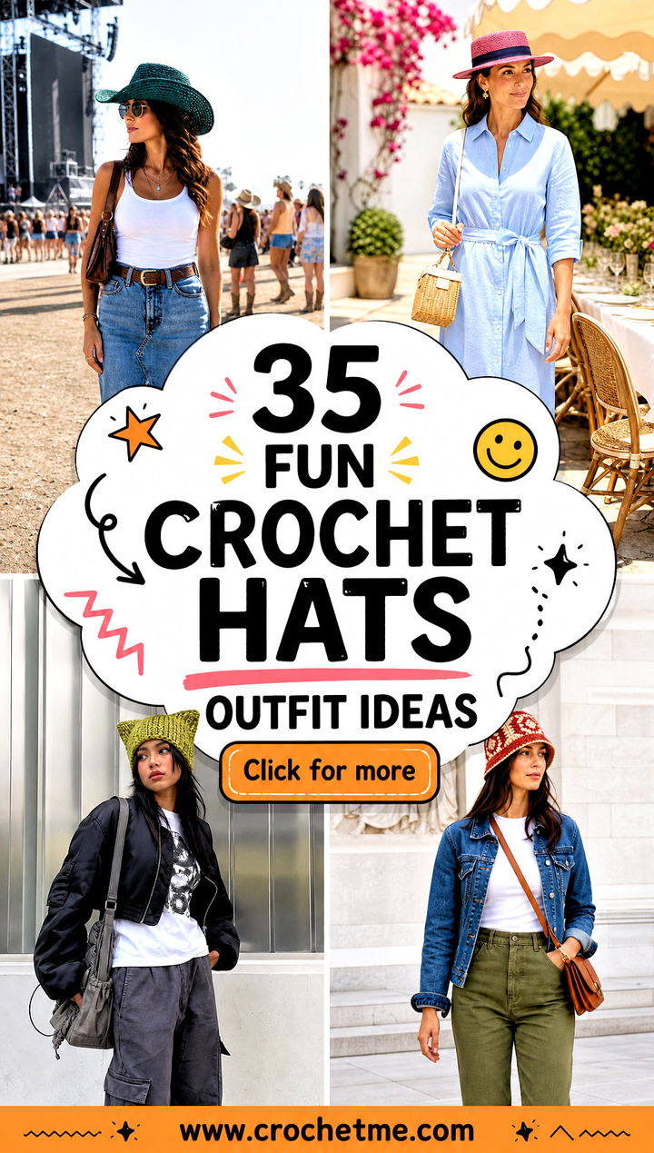 35 fun crochet hats outfit ideas - 35 fun crochet hats outfit ideas