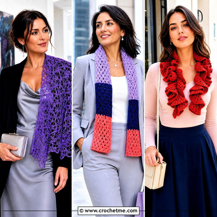 35 Fun Crochet Scarf Outfit Ideas for Cozy Colorful Looks