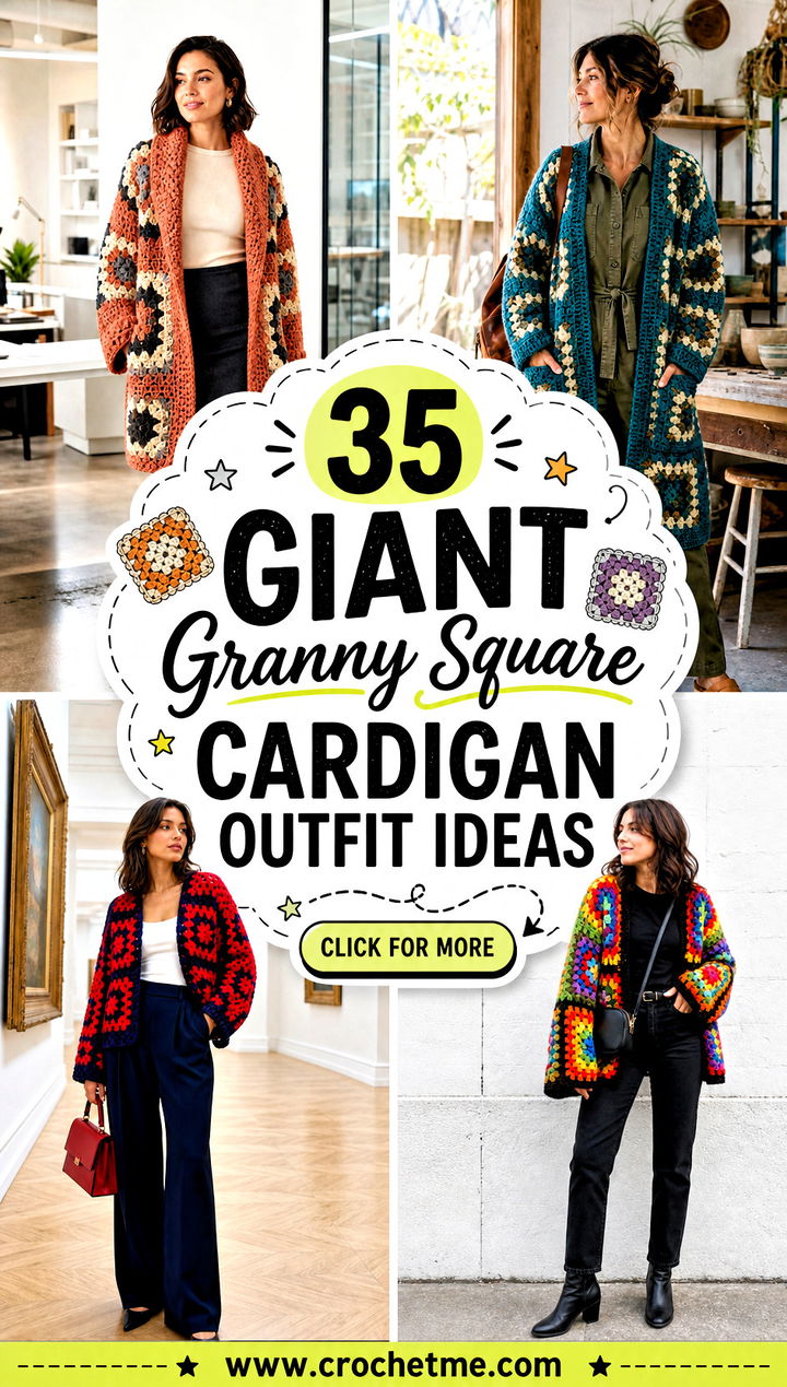 35 giant granny square cardigan outfit ideas - 35 giant granny square cardigan outfit ideas