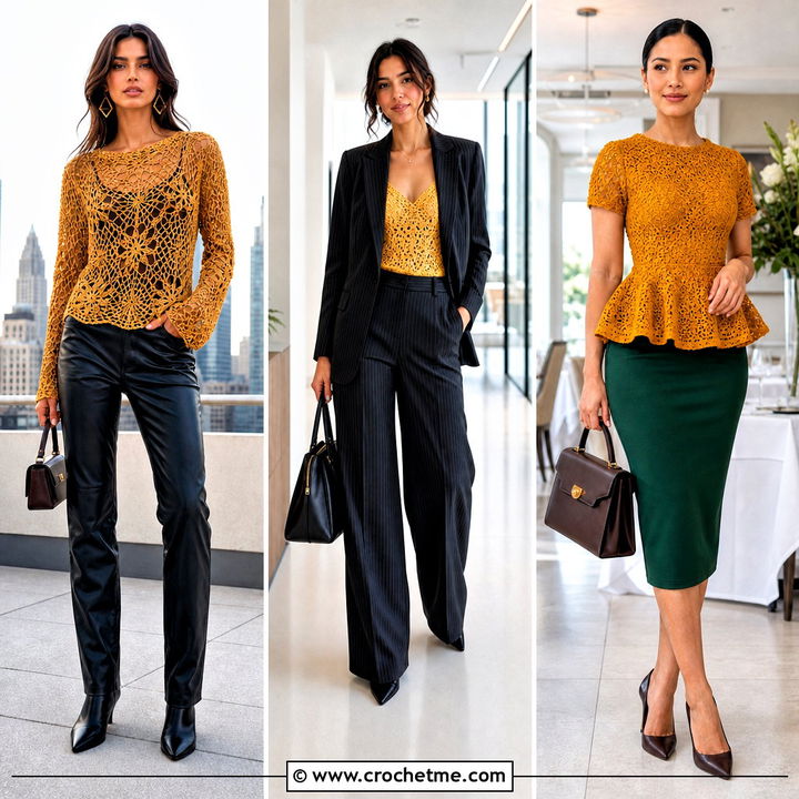 35 Gold Crochet Top Outfit Ideas for Glamorous Night Style
