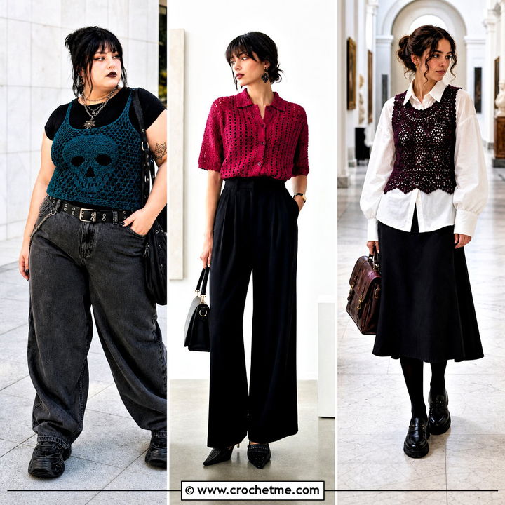 35 Goth Crochet Top Outfit Ideas for Bold Alternative Style