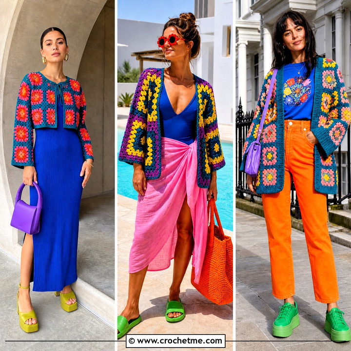 35 Granny Square Cardigan Outfit Ideas for Cozy Retro Style