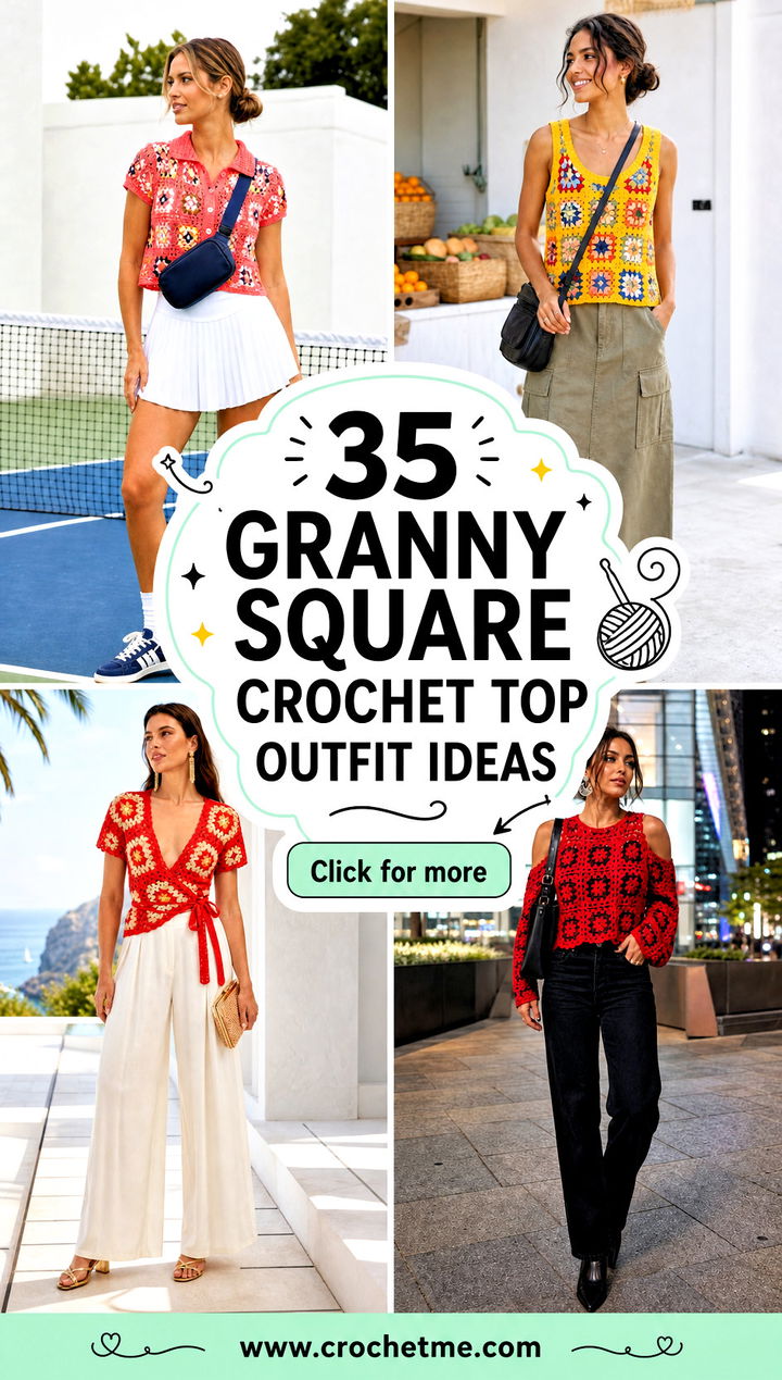 35 granny square crochet top outfit ideas - 35 granny square crochet top outfit ideas