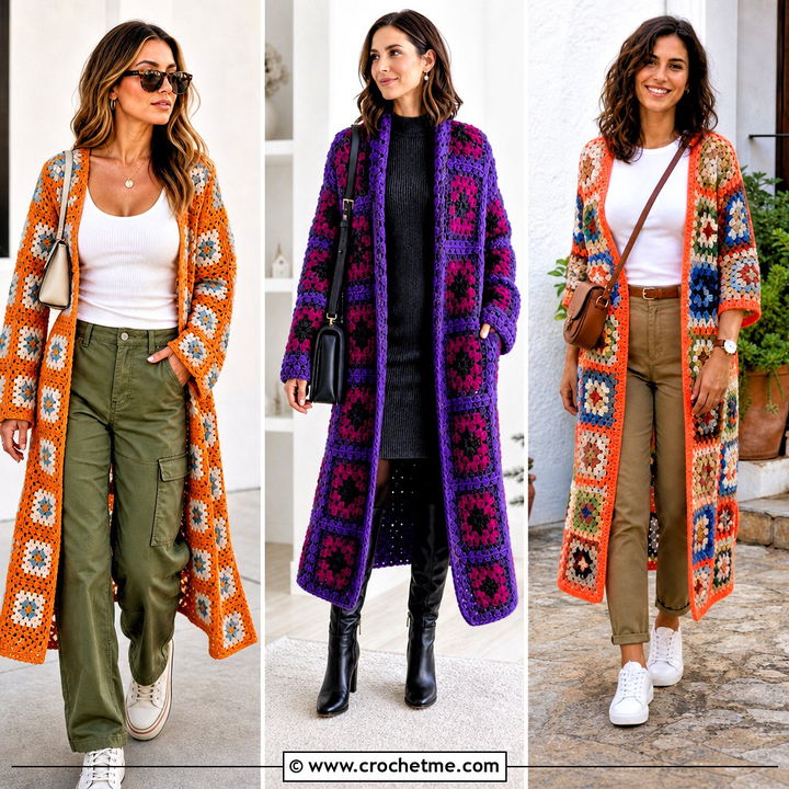 35 Granny Square Duster Outfit Ideas for Statement Layers
