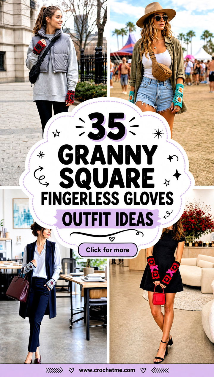35 granny square fingerless gloves outfit ideas - 35 granny square fingerless gloves outfit ideas