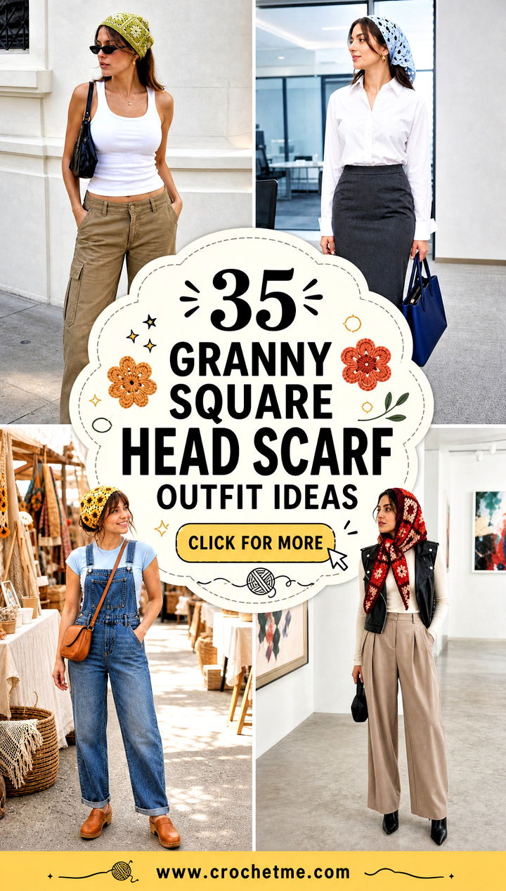35 granny square head scarf outfit ideas - 35 granny square head scarf outfit ideas