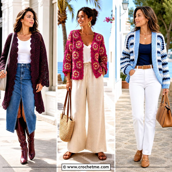 35 Granny Square Hexagon Cardigan Outfit Ideas for Cozy Style