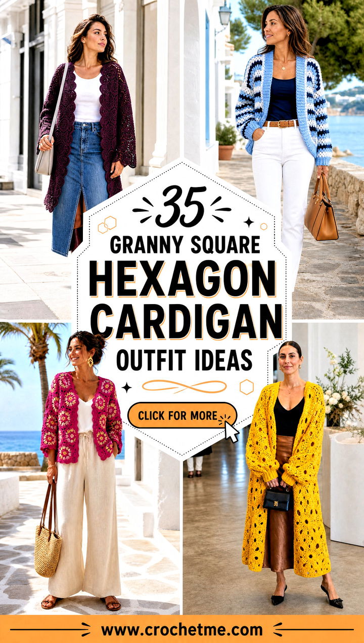 35 granny square hexagon cardigan outfit ideas - 35 granny square hexagon cardigan outfit ideas