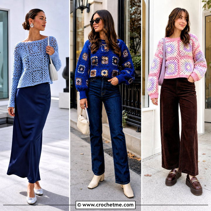 35 Granny Square Jumper Outfit Ideas for Cozy Fall Looks