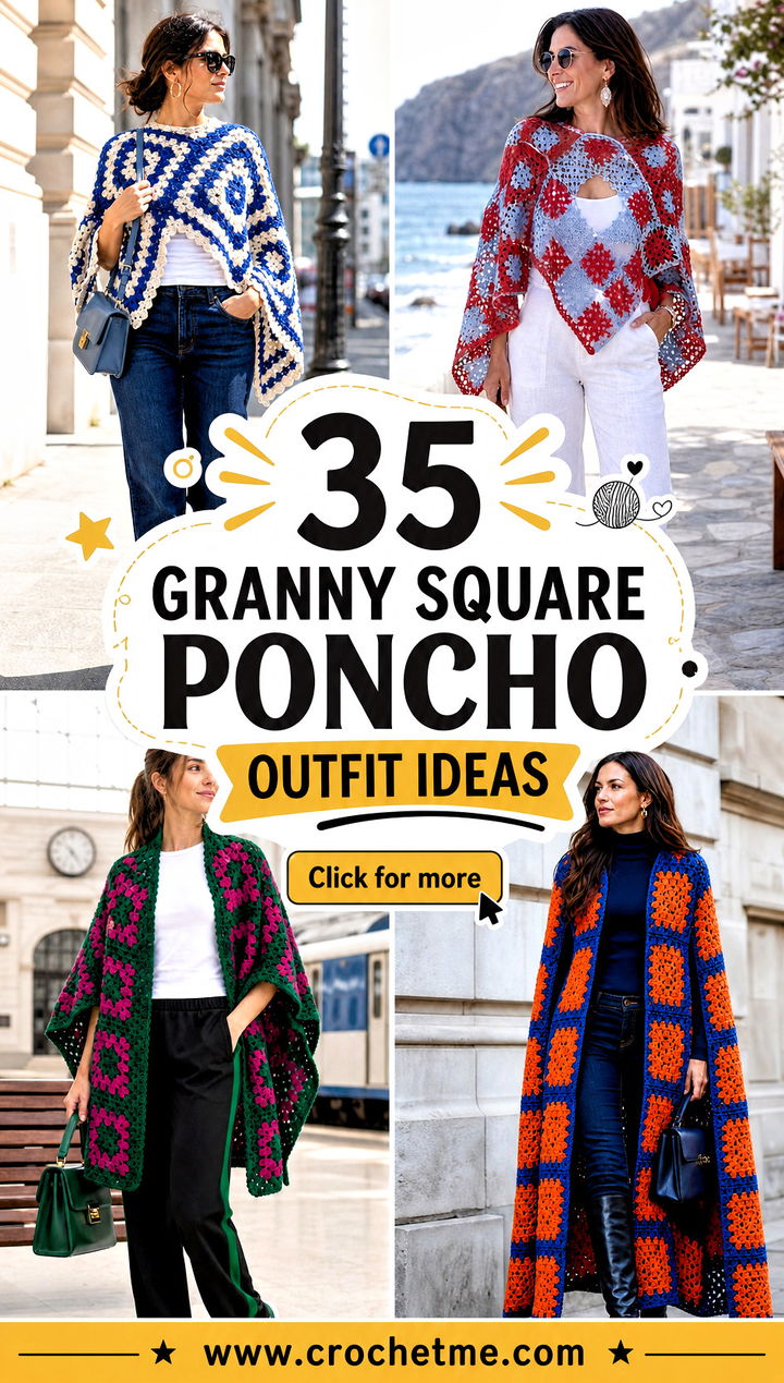 35 granny square poncho outfit ideas - 35 granny square poncho outfit ideas