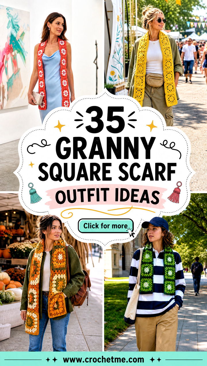 35 granny square scarf outfit ideas - 35 granny square scarf outfit ideas