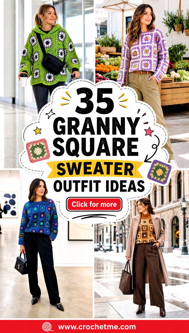 35 granny square sweater outfit ideas - 35 granny square sweater outfit ideas